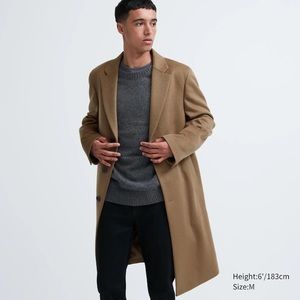 Uniqlo Wool Cashmere Chesterfield Coat in Camel